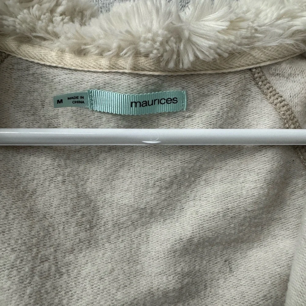 Maurices Cream Hoodie with Faux Fur Trim Size M